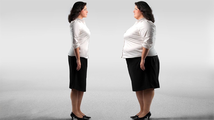 Женщина до и после похудения